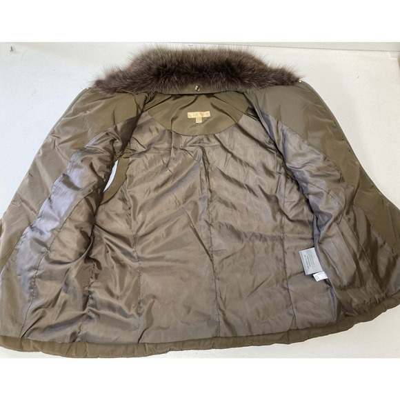 Wilson's Leather Quilted Vest, Brown Zip Front, Pockets, Fox Fur Collar- Sz Med - Picture 7 of 11